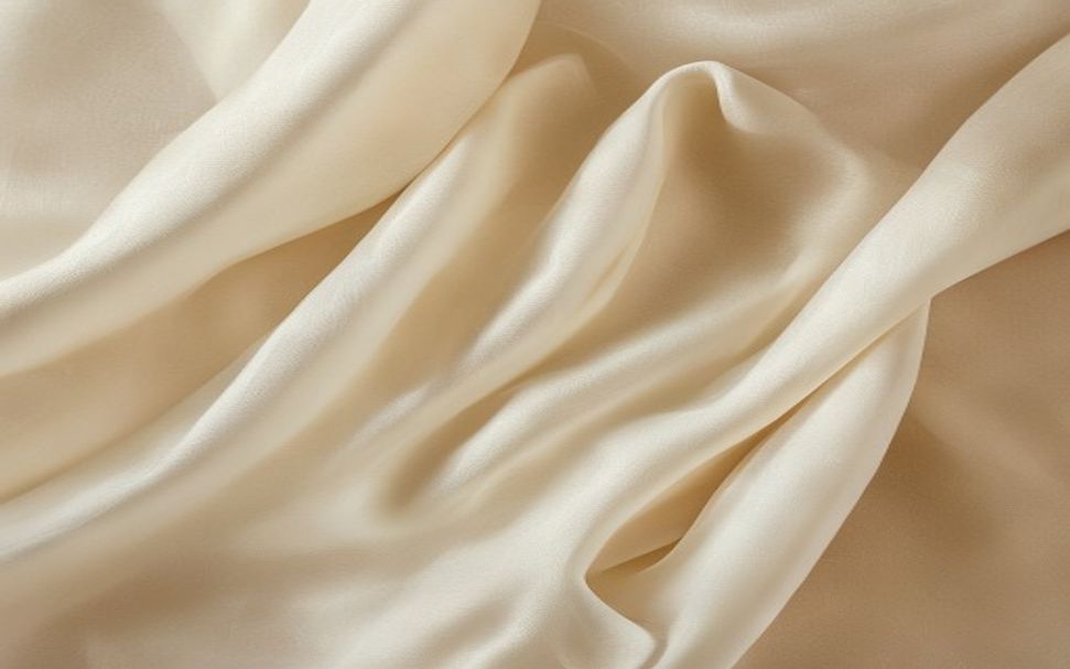 Folded ivory mulberry silk fabric draped in soft natural light, showing its natural sheen and texture