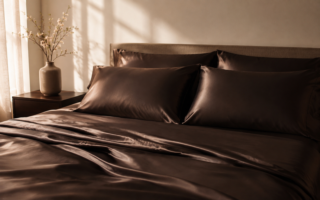 Maison Marberry luxury silk bed sheets and pillows for temperature-regulating, restful sleep