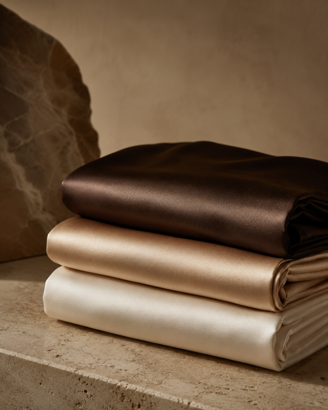 Folded silk in multiple colors