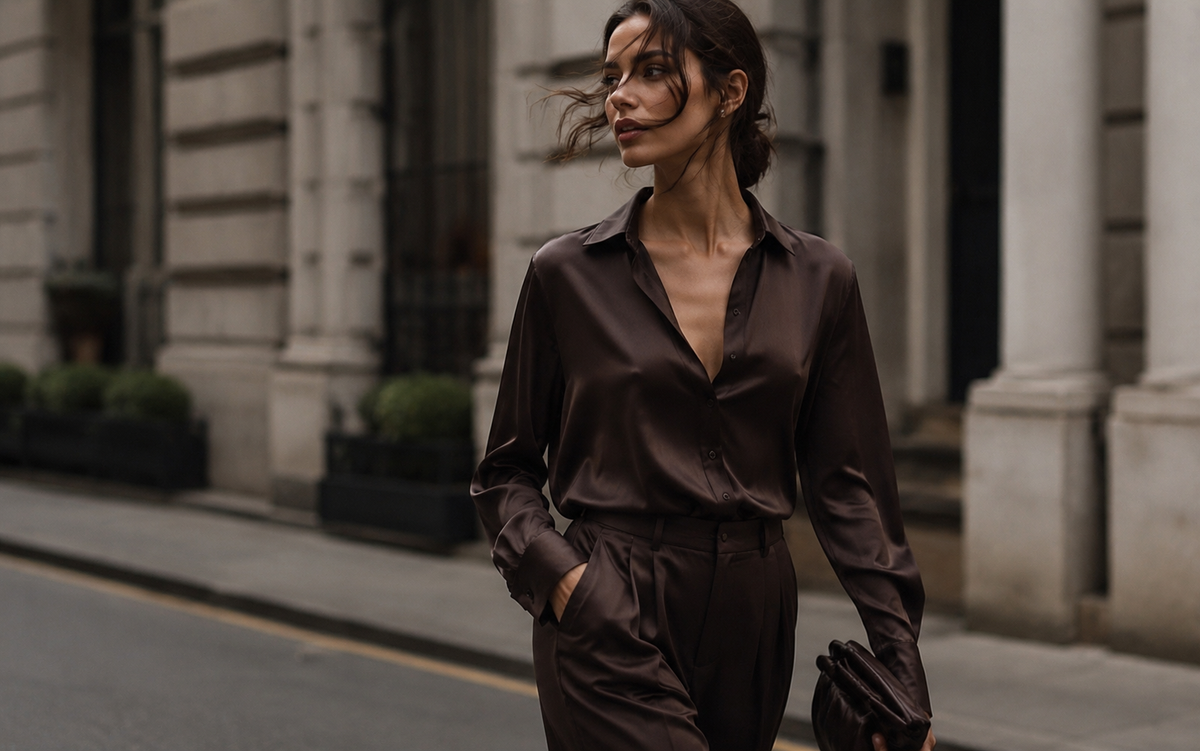 Woman in a silk shirt