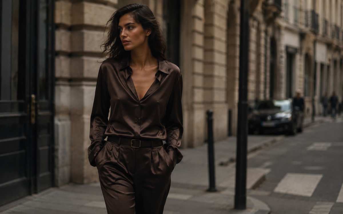 Woman in a silk top