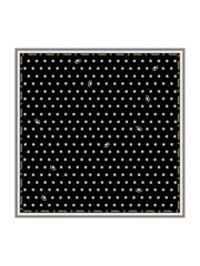Black 100% Mulberry silk square scarf with white paw print pattern, 90x90cm.
