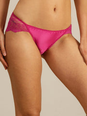 Rose Red mulberry silk scalloped lace panty for women, featuring a comfortable and sexy design.