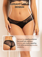 Black mulberry silk lace panty for women, featuring elegant lace design and delicate detailing.