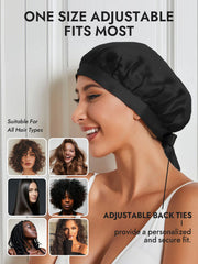 100% Mulberry Silk Sleep Bonnet with Ribbons