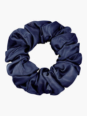 Navy blue 100% Mulberry silk soft large hair scrunchie, 3.5cm, for gentle hair care.
