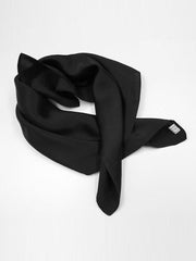 Black 100% Mulberry silk square scarf, 53x53cm, folded elegantly on a white background.