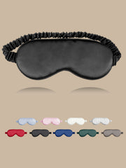 Black 19 Momme pure mulberry silk sleep eye mask with elastic band.