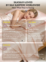 Snowbud Lily 19Momme Mulberry Silk Pillowcase with a sleeping woman, showcasing its smooth, luxurious feel.
