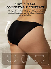 Black 19 Momme mulberry silk low-waist string brief panty for women, designed for comfortable coverage.