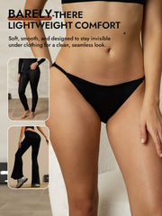 Black 19 Momme mulberry silk low-waist string brief panty for women.