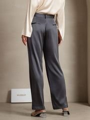 19Momme Silk Straight Leg Women's Pants With Side Pockets Design