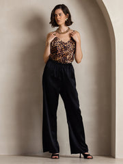 19Momme Silk Wide Leg Women's Pants with Elastic Waist Design