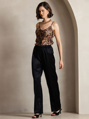 19Momme Silk Wide Leg Women's Pants with Elastic Waist Design