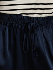 19Momme Silk Women’s High-Waist A-Line Shorts with Shirred Drawstring Waist