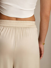 19Momme Silk Women's High Waist Pleated Wide Leg Capri Pants