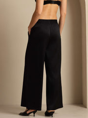 19Momme Silk Women’s High-Waist Wide Leg Pants with Shirred Drawstring Waist