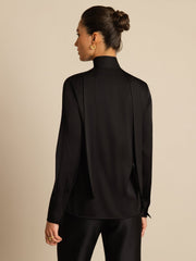 19Momme Silk Women's Tie Neck Long Sleeve Blouse