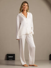 19Momme Washable Silk Long Sleeve Notch Collar Women's Pajamas Set