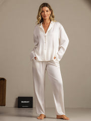 19Momme Washable Silk Long Sleeve Notch Collar Women's Pajamas Set
