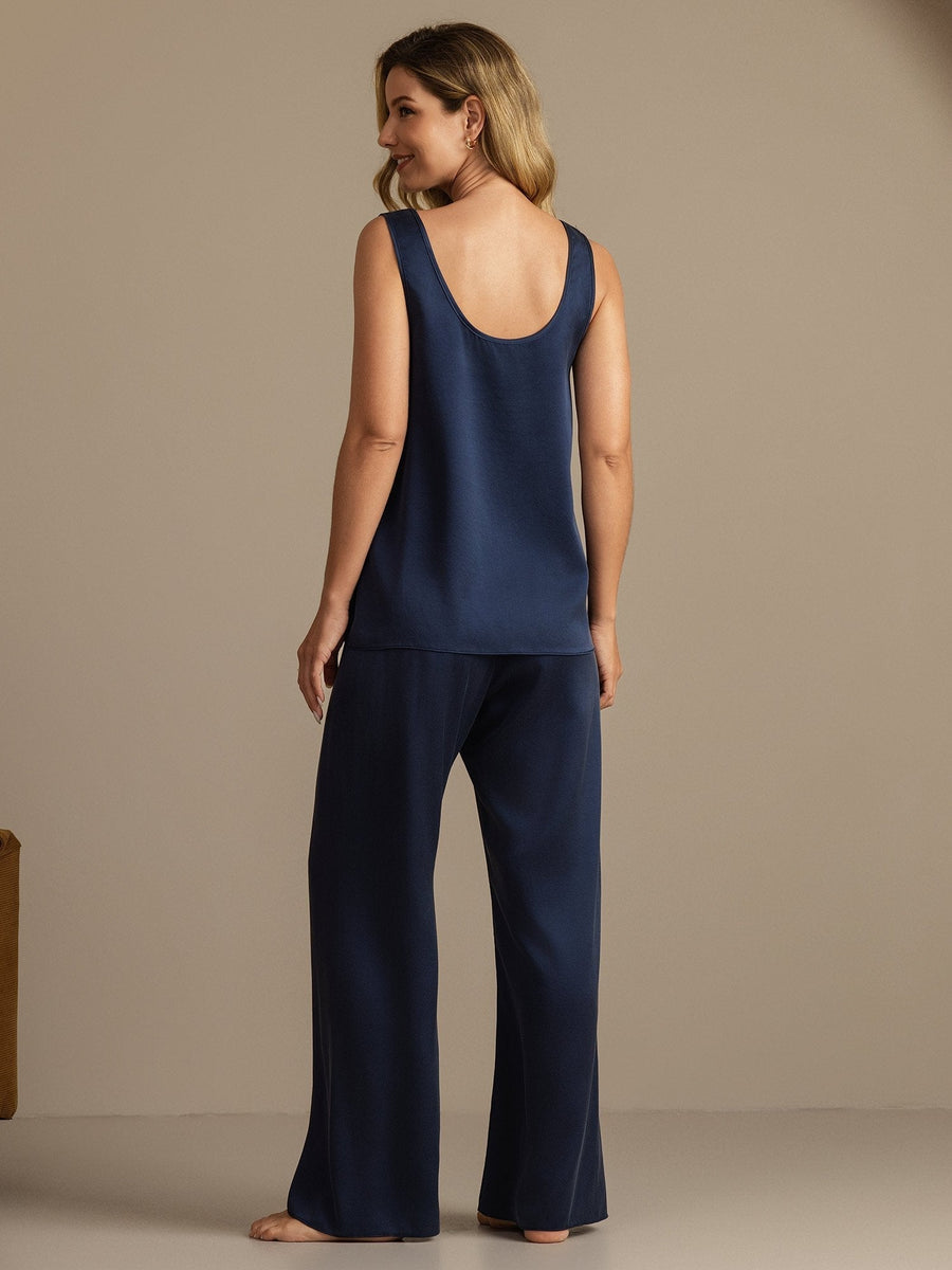 19Momme Washable Silk Tank Top & Wide Leg Pants Set