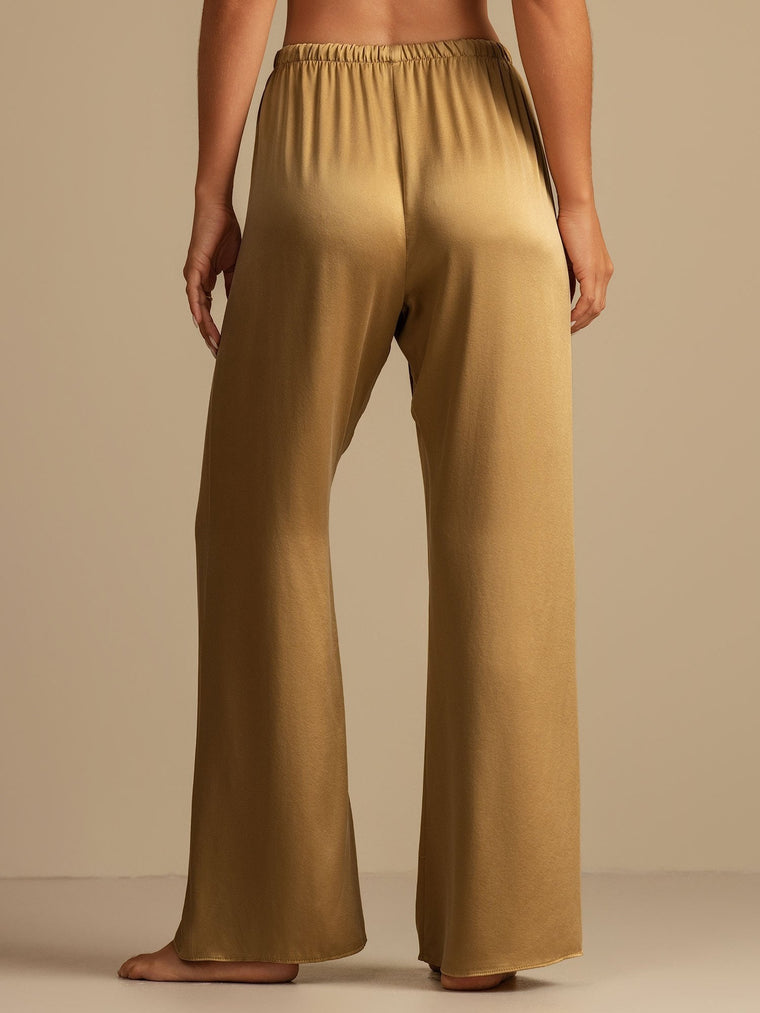 19Momme Washable Silk Wide Leg Women's Sleep Pants with Elastic Waist