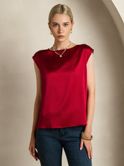 19Momme Women's Silk Cap Sleeve Round Neck Top