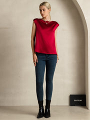 19Momme Women's Silk Cap Sleeve Round Neck Top