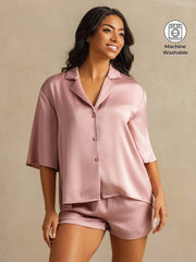 19Momme Women's Washable Silk Notch Collar Pajamas Set with Side Pockets