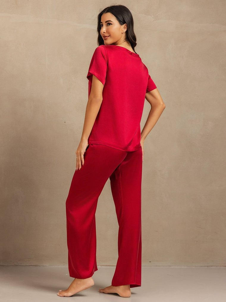 19Momme Women's Washable Silk Short Sleeve Pajamas Set