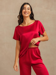 19Momme Women's Washable Silk Short Sleeve Pajamas Set