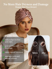 22Momme 100% Mulberry Silk Knot-Front Hair Bonnet with Adjustable Button Design