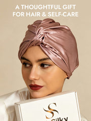 22Momme 100% Mulberry Silk Knot-Front Hair Bonnet with Adjustable Button Design
