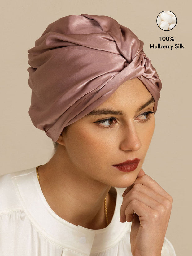 22Momme 100% Mulberry Silk Knot-Front Hair Bonnet with Adjustable Button Design