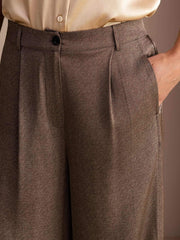 22Momme Silk Women’s High Waist Wide Leg Business Classic Pants With Pockets