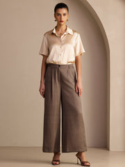 22Momme Silk Women’s High Waist Wide Leg Business Classic Pants With Pockets