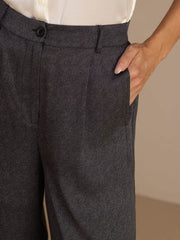 22Momme Silk Women’s High Waist Wide Leg Business Classic Pants With Pockets