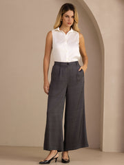 22Momme Silk Women’s High Waist Wide Leg Business Classic Pants With Pockets