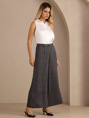 22Momme Silk Women’s High Waist Wide Leg Business Classic Pants With Pockets