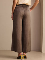 22Momme Silk Women’s High Waist Wide Leg Business Classic Pants With Pockets