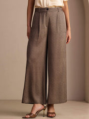 22Momme Silk Women’s High Waist Wide Leg Business Classic Pants With Pockets