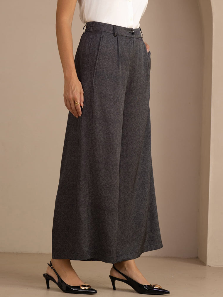 22Momme Silk Women’s High Waist Wide Leg Business Classic Pants With Pockets
