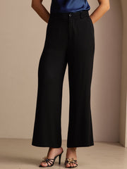 22Momme Silk Women’s High Waist Wide Leg Casual Pants With Pockets
