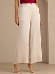 22Momme Silk Women’s High Waist Wide Leg Casual Pants With Pockets