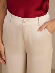 22Momme Silk Women’s High Waist Wide Leg Casual Pants With Pockets