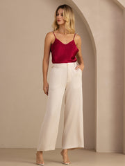 22Momme Silk Women’s High Waist Wide Leg Casual Pants With Pockets