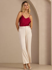 22Momme Silk Women’s High Waist Wide Leg Casual Pants With Pockets