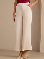 22Momme Silk Women’s High Waist Wide Leg Casual Pants With Pockets