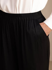 22Momme Silk Women's High Waist Wide Leg Long Pants With Pockets