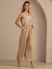 22Momme Silk Women's High Waist Wide Leg Long Pants With Pockets